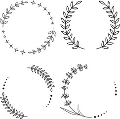 Round Leaf Frame Outline Hand Drawn Coloring Page Illustration