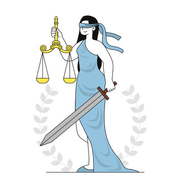 blindfolded lady justice holding scales, sword clip art preview