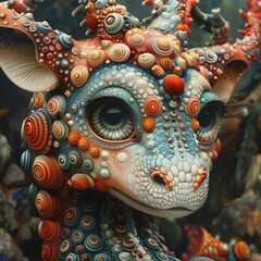 An imaginary dragon with beautiful colors