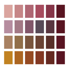 Color palette vector. Warm earthy tones. Square swatch blocks. Gradient shades design.