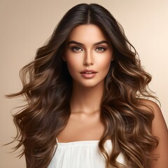 Fototapeta premium Portrait of a Beautiful Young Woman with Pristine Skin, Highlighting Face Care, Cosmetology, and Spa