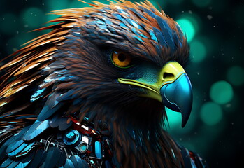 Eagle bird futuristic from light. Generate Ai