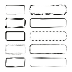 Obraz premium Grunge frame set. Rectangular shapes. Black and white. Vector illustration.