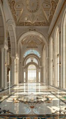 Obraz premium Sleek Contemporary Hall Architecture. Modern and symmetrical design