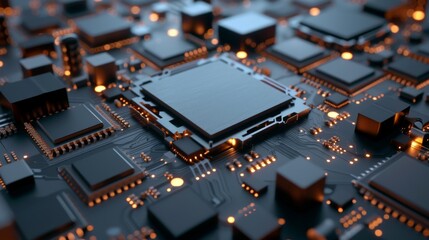 Central Computer Processors CPU concept. Motherboard digital chip.