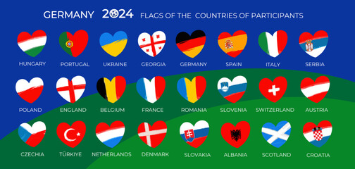 Football competition, flags of countries participation, Germany 2024, soccer,  sports games, vector