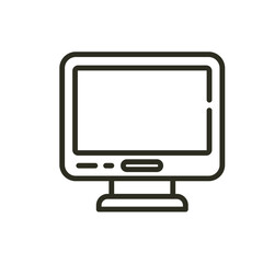 Office computer screen display outline icon. Desktop monitor vector icon illustration image