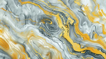 Abstract marble background with yellow and grey pattern. Liquid marble texture