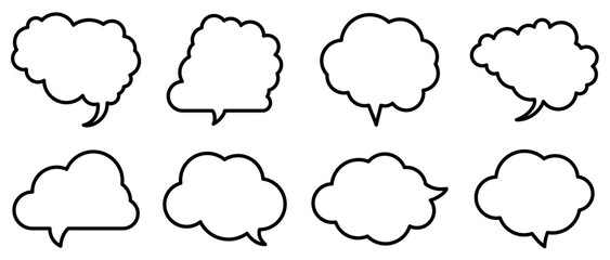 Fototapeta premium Set of Cloud-Shaped Speech Bubble Outlines