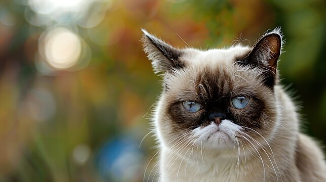 Unimpressed and offended grumpy cat closeup portrait : Generative AI