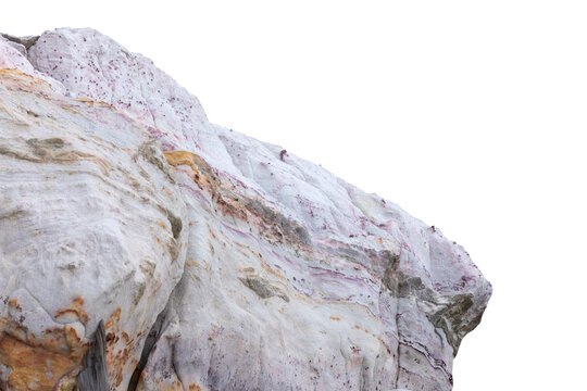 Empty rock cliff on white background with clipping path.