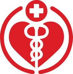 Healthcare Logo Red White Symbol, Red White Medical Symbol Design Editable vector file

