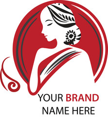 Saree Logo for Beauty Parlor, Women Salon Logo Design Editable vector file
