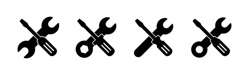 Repair tools icon set. tool icon vector. setting icon vector. Wrench and screwdriver. support, Service