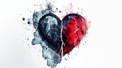 Heart and affection separated on a white background