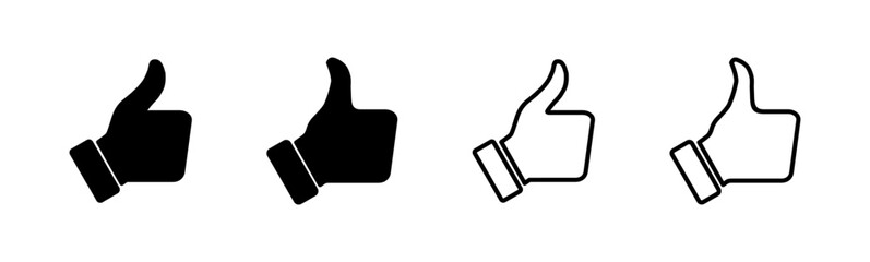Thumbs up icon set. Hand like. Like icon vector.