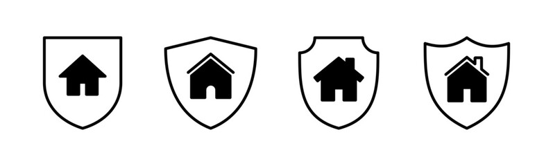 Home insurance icon set. home protection icon