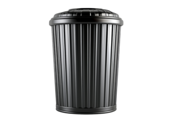 Black Metal Trash Can isolated on white background