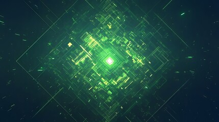 Obraz premium Cubes Green Abstract Technology Background