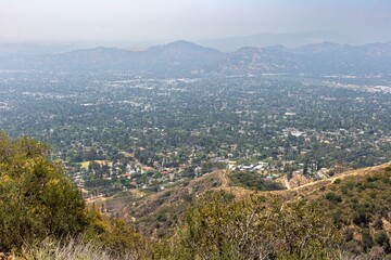 View of Pasadena from hiking trail. Los angeles, California, USA.