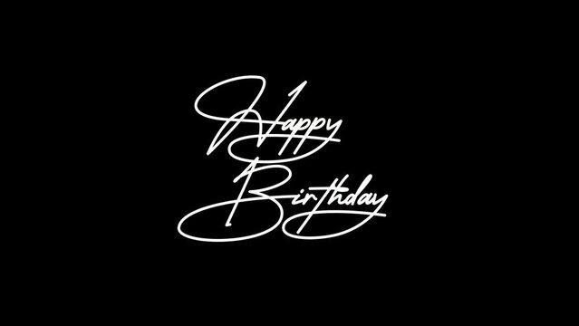 happy birthday hand lettering animation with signature font