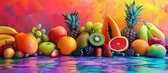 A myriad of fruits against a vibrant backdrop