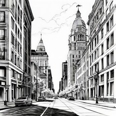 Fototapeta premium Urban Monochrome, ai generated image