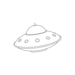Hand drawn kids drawing cartoon Vector illustration flying ufo icon Isolated on White
