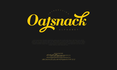 Oatsnack premium luxury elegant alphabet letters and numbers. Vintage wedding typography classic serif font decorative vintage retro. creative vector illustration