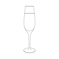 Hand drawn kids drawing cartoon Vector illustration champagne glass icon Isolated on White