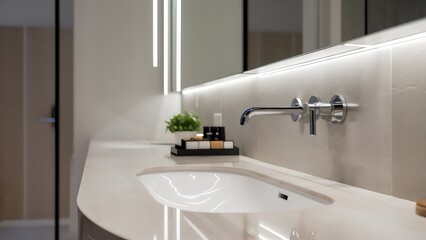 Fototapeta premium Stylish white sink in modern bathroom interior