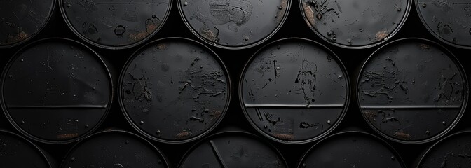 Black oil barrels background