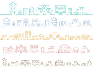 シンプルな街並みラインセット