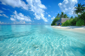 Fototapeta premium maldives luxury resort, beautiful sea, hotel, nice beach