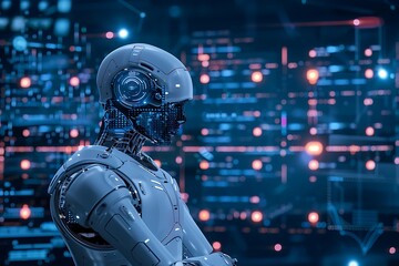 Fototapeta premium Big data analytics with AI technology background