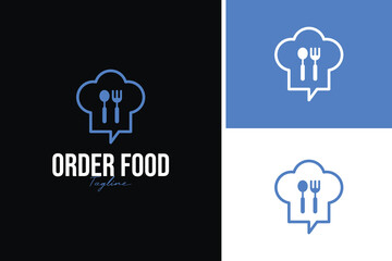 Food order logo design for restaurant online delivery template vector illustration idea