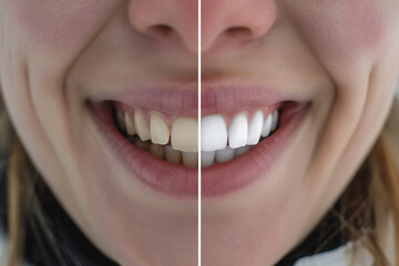 collage of photographs of teeth before and after the whitening procedure