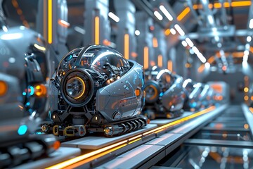 Obraz premium EV production line on advanced automated smart factory