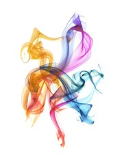 Elegant Smoke Script Formed Amidst City Chaos on Isolated White Background