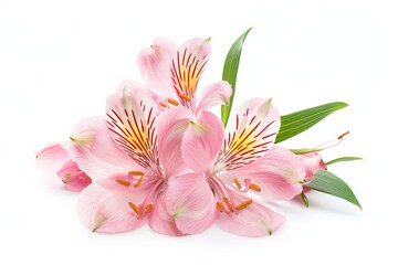 Fototapeta premium Pink Alstroemeria Flower Isolated on White Background