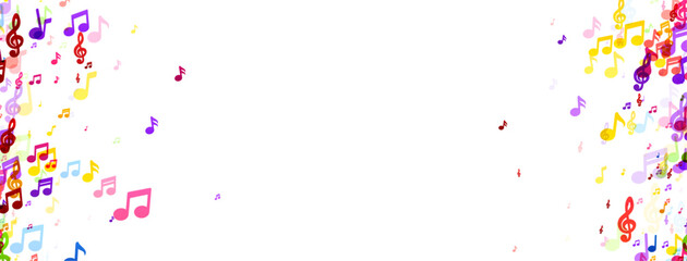 Colorful Music Notes on White Background