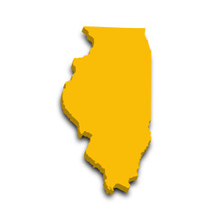 3d Map of Illinois state with color. United State of America, US, United State.