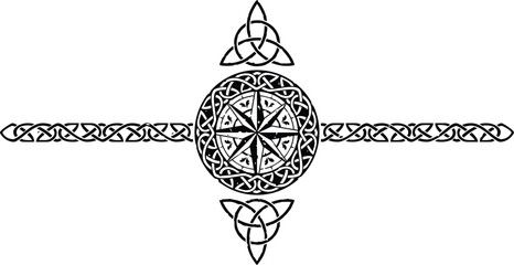 Celtic Pattern Circle Header with Compass Rose and Triquetra