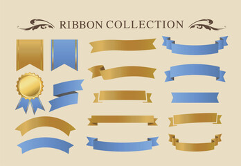 Ribbon decoration design set and antique borders and frames design