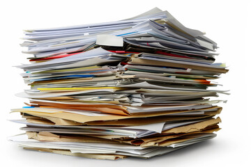 Obraz premium Stack of business documents on a white background.