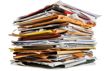 Stack of business documents on a white background.