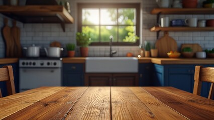 Bright and Cozy Kitchen with Wooden Table