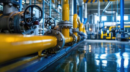 Industrial and Manufacturing Engineers and technicians working in industry refinery or power plant with blurred lights and structures in the background