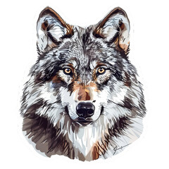 Obraz premium wolf head sticker isolated on white, PNG