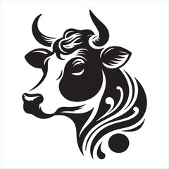 a beautiful cow head vector art illustration